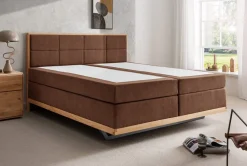 Boxspringbett inkl.Topper 'David' 180x200cm Eiche Stoff braun