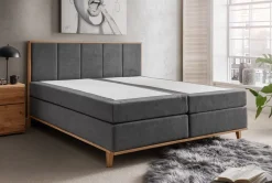 Boxspringbett inkl.Topper 'Niklas' 180x200cm Eiche Stoff anthrazit