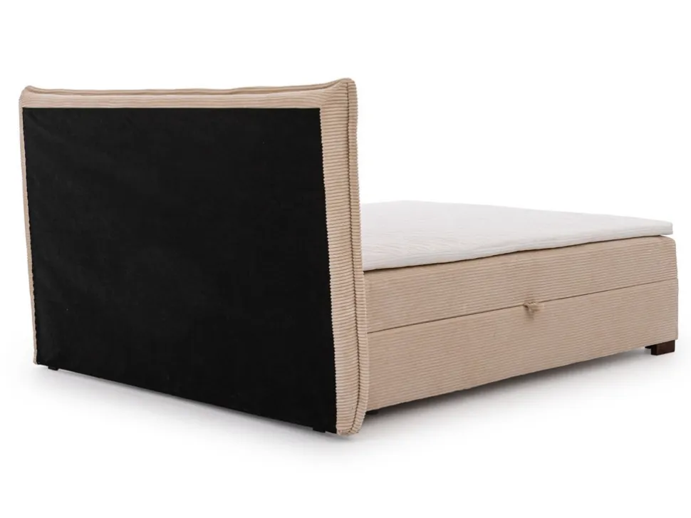 Boxspringbett inkl. Topper 'Olivia' verschiedene Größen Cordstoff creme 140 x 200 cm