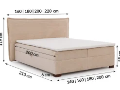 Boxspringbett inkl. Topper 'Olivia' verschiedene Größen Cordstoff creme 140 x 200 cm