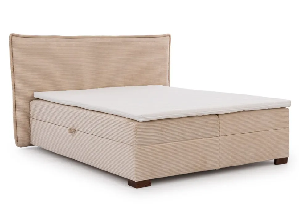 Boxspringbett inkl. Topper 'Olivia' verschiedene Größen Cordstoff creme 140 x 200 cm