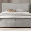 Boxspringbett inkl. Topper 'Olivia' verschiedene Größen Cordstoff grau 180 x 200 cm