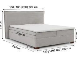 Boxspringbett inkl. Topper 'Olivia' verschiedene Größen Cordstoff grau 180 x 200 cm