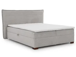 Boxspringbett inkl. Topper 'Olivia' verschiedene Größen Cordstoff grau 180 x 200 cm