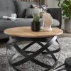 Couchtisch 70cm 'Lissabon' Wildeiche Stahl schwarz