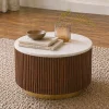 Couchtisch 60cm mit Tür "Valencia"' Mango braun lackiert & Marmor weiss