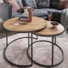 Couchtisch 2er-Set 'Lissabon' Wildeiche Stahl schwarz