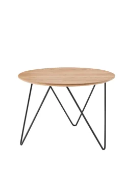 Couchtisch rund 60cm 'Lissabon' Wildeiche Stahl schwarz