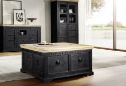 Couchtisch-Truhe 90x90cm 'Mumbai' Mango natur & schwarz
