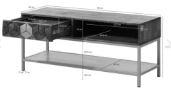 Couchtisch 110x40cm "Assuan" Mango & Metall goldfarbig WZ-0462