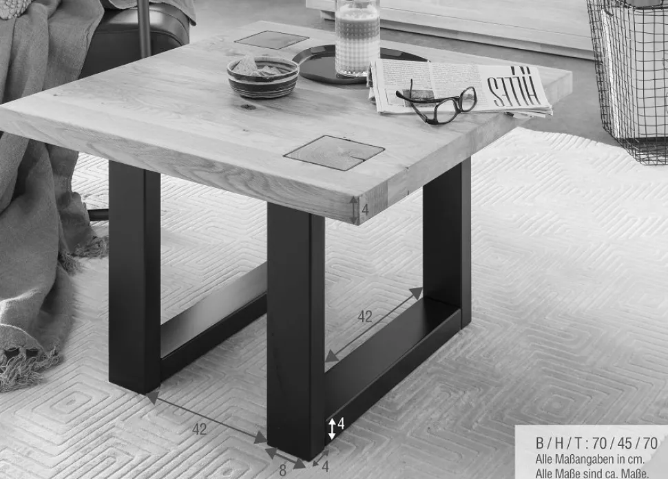 Couchtisch 70x70cm "Bergamo" Kernbuche geölt WZ-0159