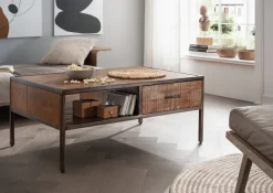 Couchtisch 110x70cm 'Compton' recyceltes Altholz & Eisen vintage