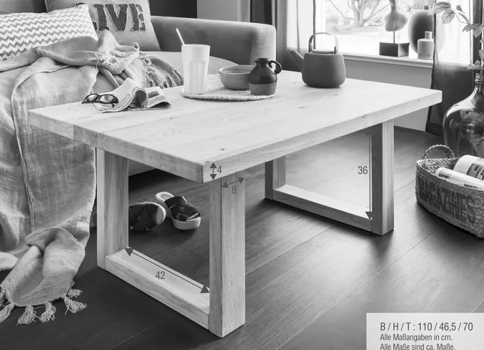 Couchtisch 110x70cm "Dover" Wildeiche geölt WZ-0169