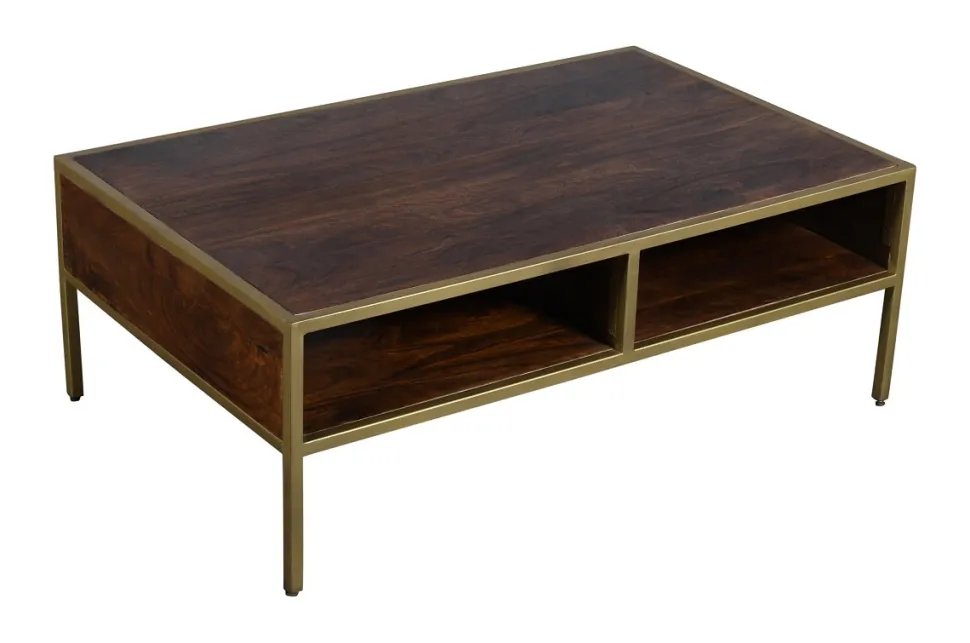 Couchtisch 110x70cm "Golden Line" braun & gold