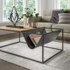 Couchtisch 110x70cm 'Lissabon' Wildeiche Stahl schwarz Zeitungsablage