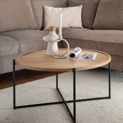 Couchtisch 80x80cm 'Lissabon' Wildeiche Stahl schwarz