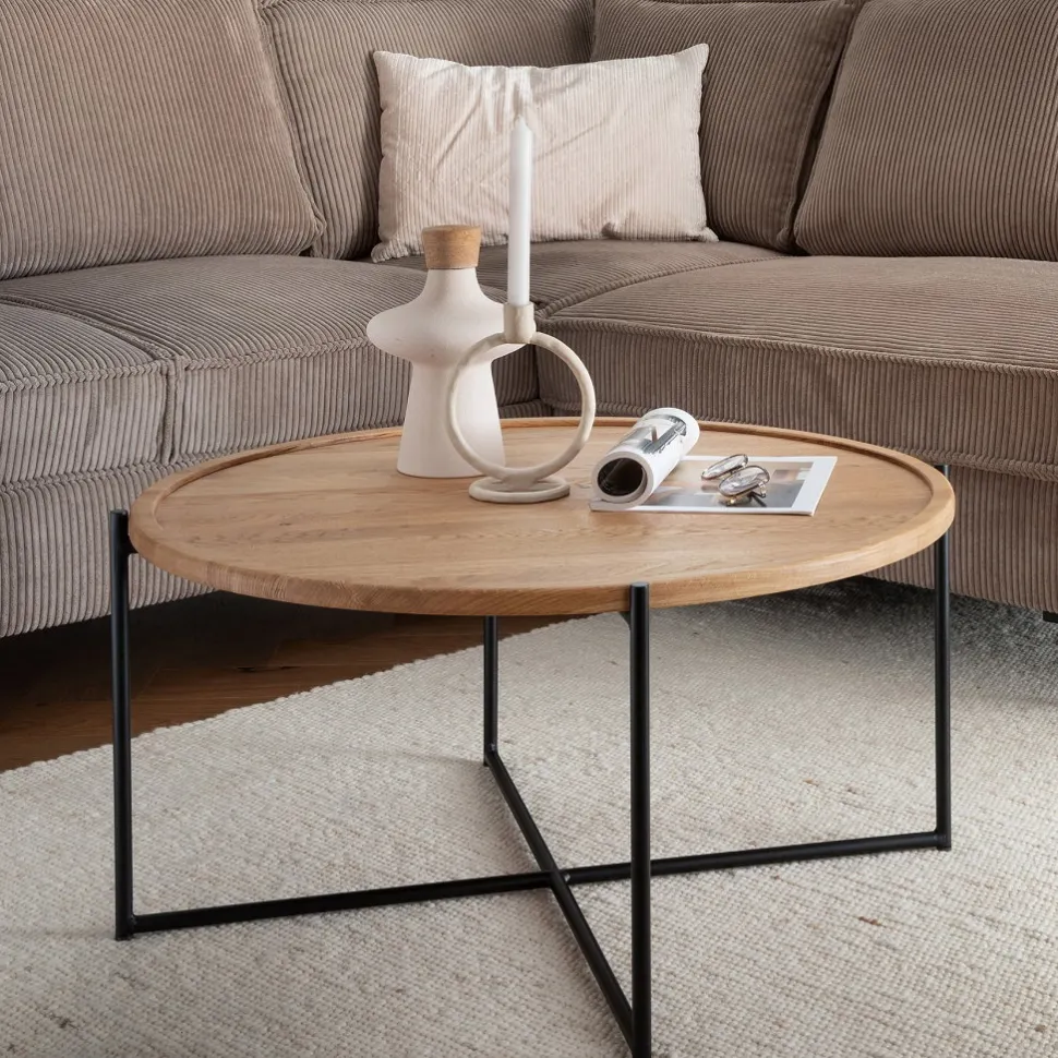 Couchtisch 80x80cm 'Lissabon' Wildeiche Stahl schwarz