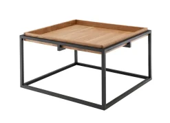Couchtisch 70x70cm 'Lissabon' Wildeiche Stahl schwarz