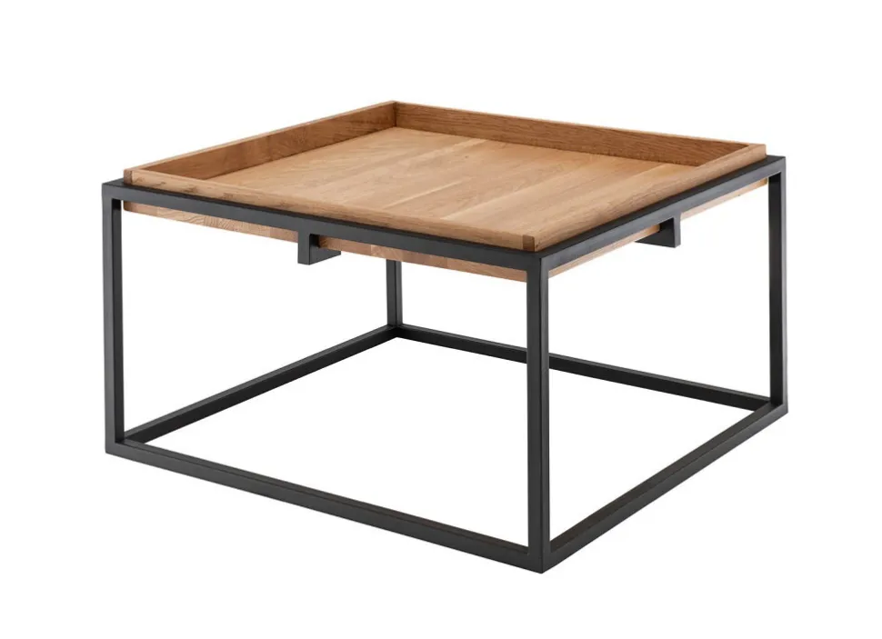 Couchtisch 70x70cm 'Lissabon' Wildeiche Stahl schwarz