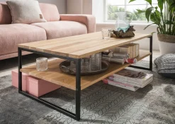 Couchtisch 110x60cm 'Lissabon' Wildeiche Stahl schwarz