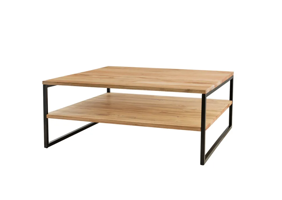 Couchtisch 90x90cm 'Lissabon' Wildeiche Stahl schwarz