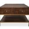 Couchtisch 70x70cm 'Marvello' Mango braun & Metall goldfarbig