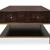 Couchtisch 70x70cm 'Marvello' Mango mahagoni & Metall goldfarbig