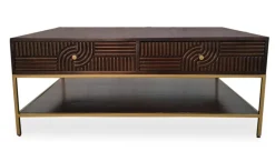 Couchtisch 110x70cm 'Marvello' Mango mahagoni & Metall goldfarbig