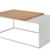 Couchtisch 100x60cm 'Melina' Wildeiche Metall weiß Sprossen