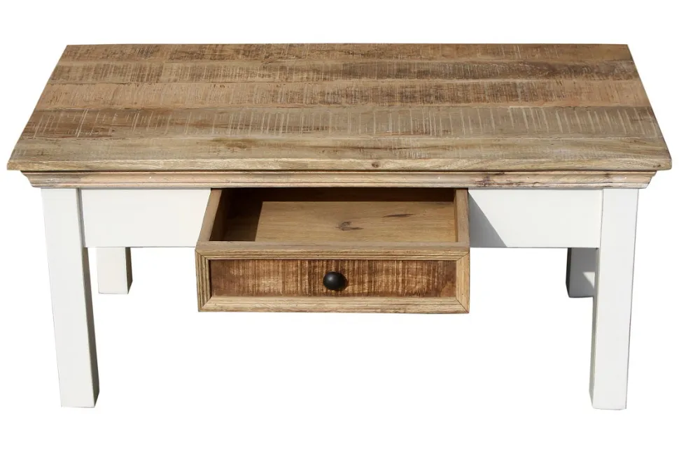 Couchtisch 100x40cm 'Nizza' Mango weiß natur