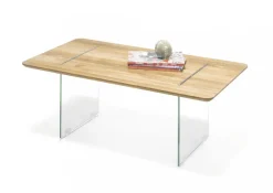 Couchtisch 110x60cm 'Torben' Wildeiche massiv & Glas
