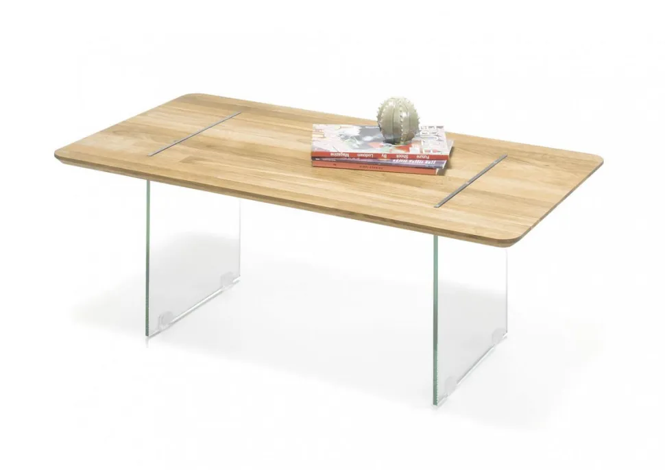 Couchtisch 110x60cm 'Torben' Wildeiche massiv & Glas