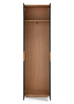 Dielenschrank 60x200cm "Trentino" Wildeiche & Glas weiß