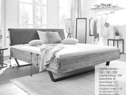 Doppelbett 'Amelie' 200x200cm Wildeiche massiv