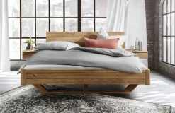 Doppelbett Überlänge 'Mona' 200x220cm Wildeiche geölt