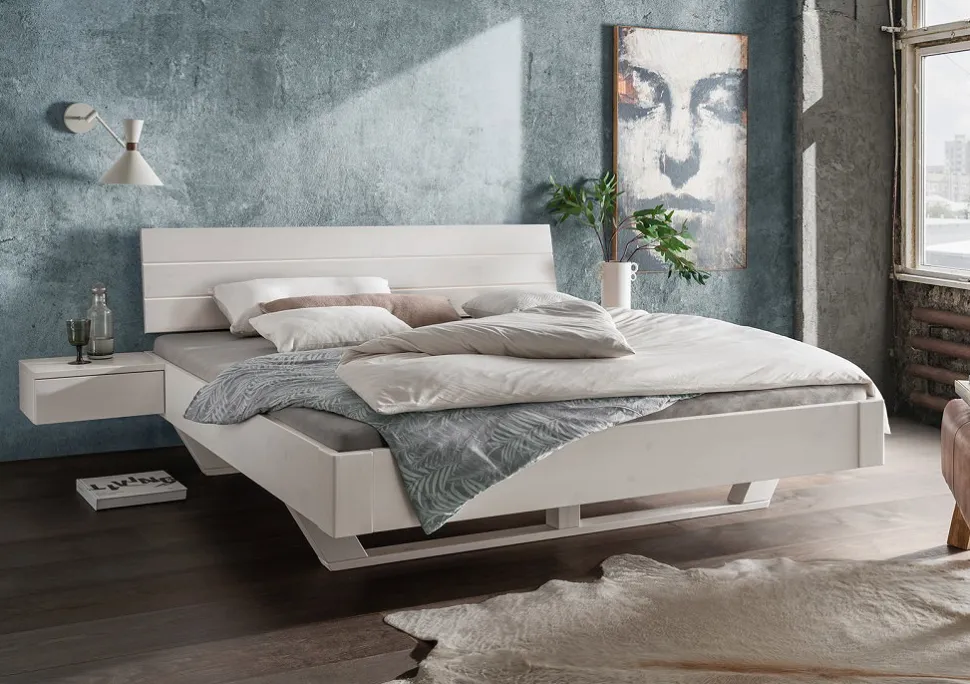 Doppelbett 'Carina' 160x200cm Kiefer weiß lasiert