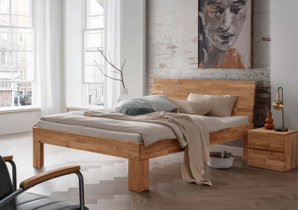 Doppelbett 'Grace I' 180x200cm Wildeiche geölt