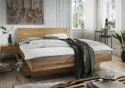 Doppelbett inkl.Bettkästen Kopfteil geschlossen 'Astoria II' 180x200cm Wildeiche geölt