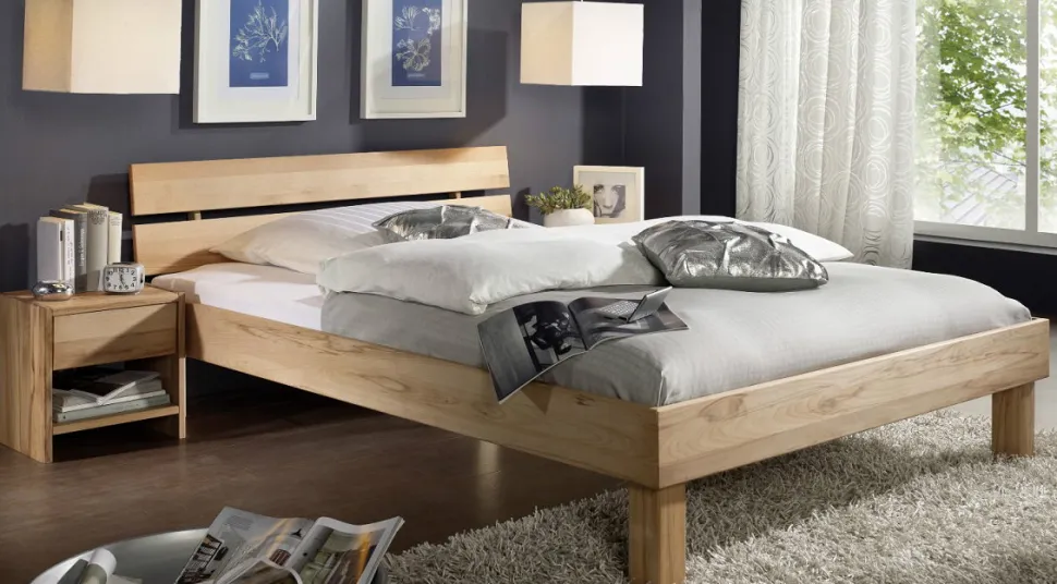 Doppelbett "Lewis" 180x200cm Kernbuche geölt
