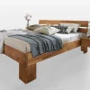 Doppelbett 'Meran' 180x200cm Wildeiche geölt Sitzhöhe 45cm