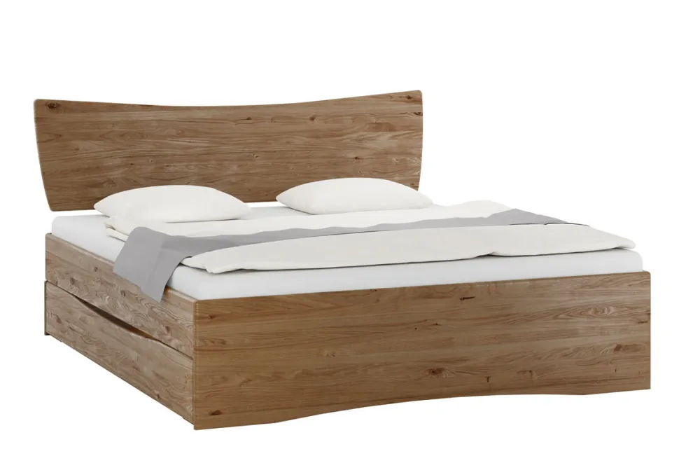 Doppelbett mit Bettkästen 160x200cm "Faro" Wildeiche massiv geölt