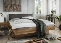 Doppelbett mit Polsterkopfteil 'Astoria II' 180x200cm Wildeiche geölt
