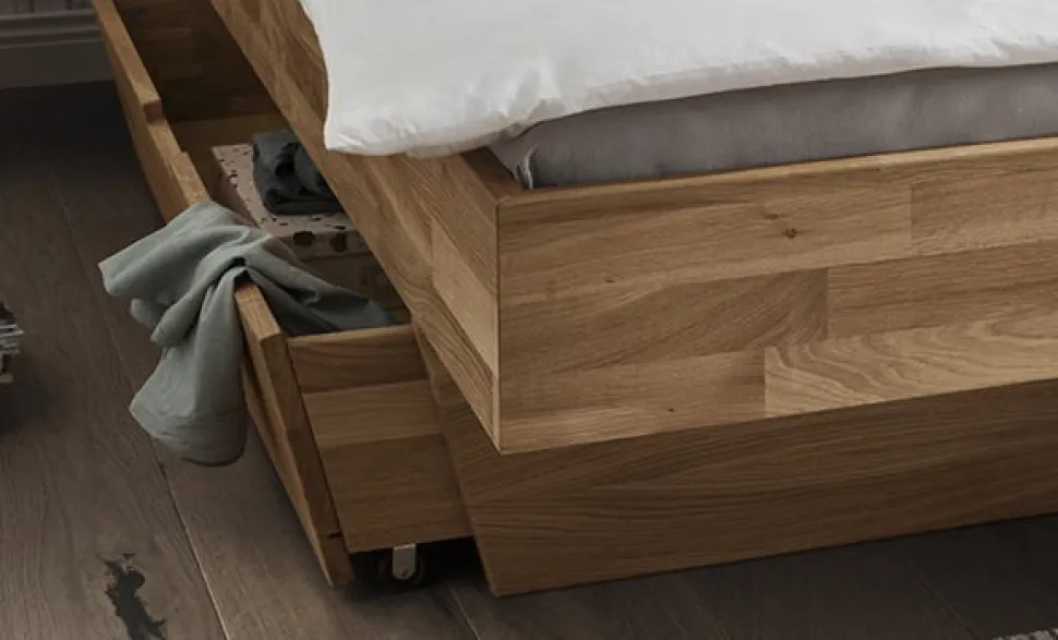 Doppelbett mit Polsterkopfteil 'Astoria II' 180x200cm Wildeiche geölt