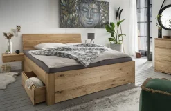 Doppelbett mit Schubkästen 'Cleveland I' 160x200cm Wildeiche geölt