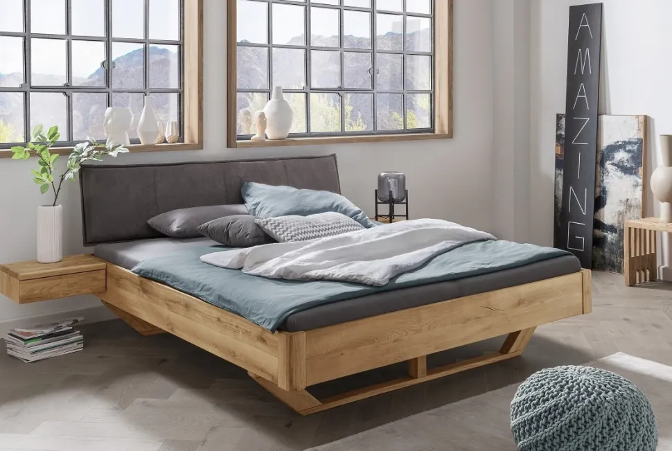 Doppelbett 'Mona III' 160x200cm Wildeiche geölt