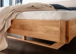 Doppelbett 'Mona IV' 160x200cm Cord beige & Wildeiche geölt