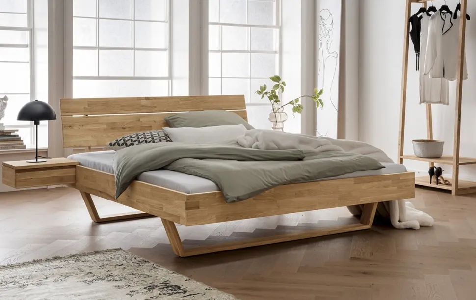 Doppelbett 'Mona VII' 160x200cm Wildeiche geölt