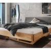 Doppelbett 'Mona VI' 160x200cm Cord grau & Wildeiche geölt