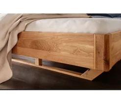 Doppelbett 'Mona VI' 160x200cm Cord grau & Wildeiche geölt