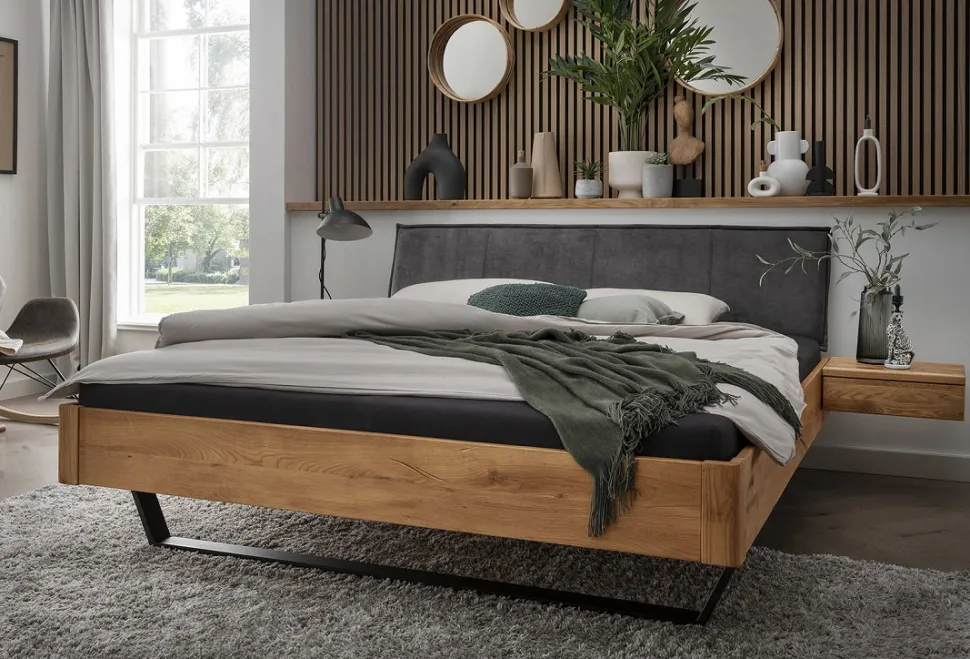 Doppelbett 'Mona V' 160x200cm Wildeiche geölt